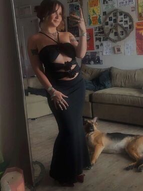 SHEIN Black Cutout Floral Appliqué Bodycon Maxi Dress